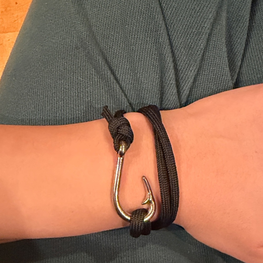 J. Crew Black Cord Bracelet with Silver Hook